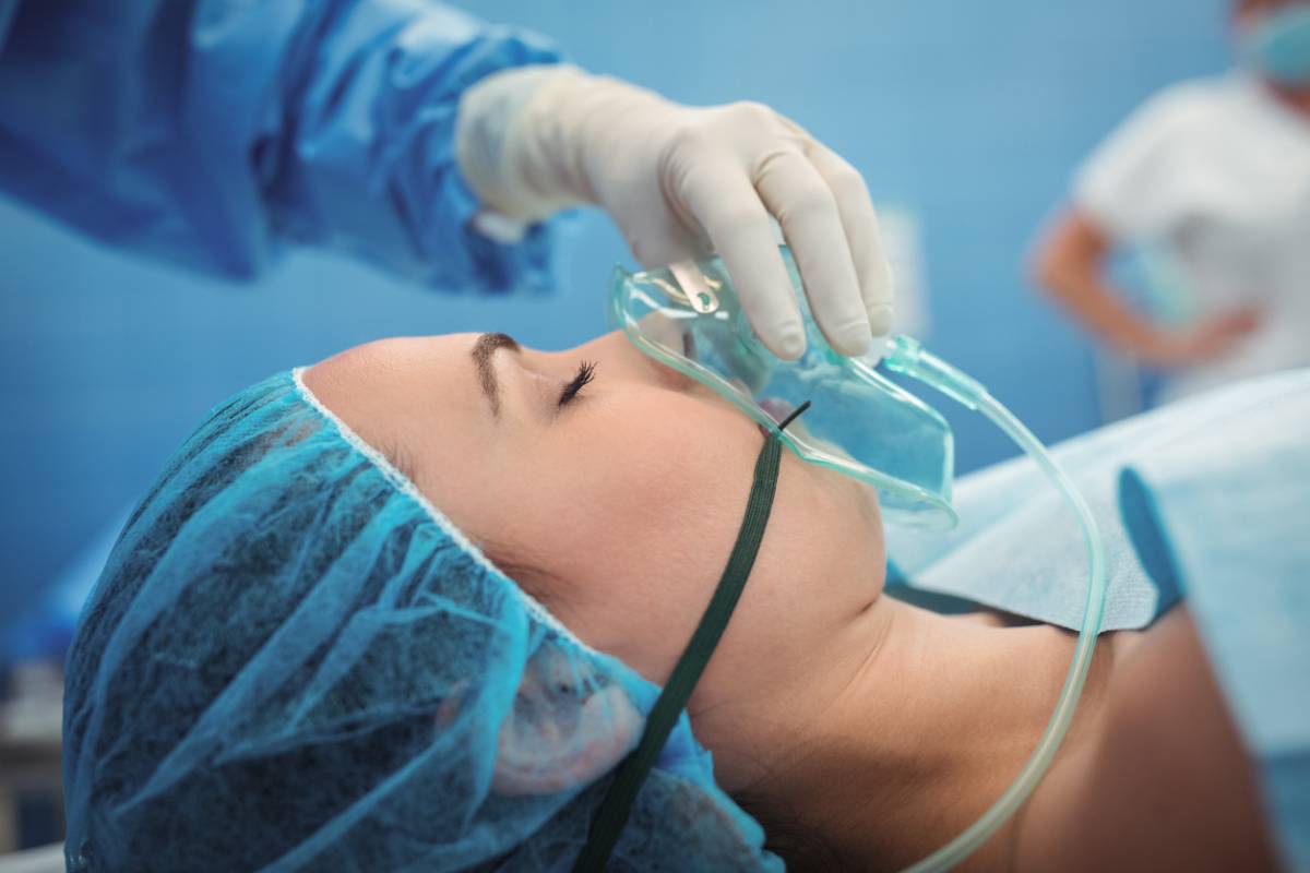 Person having anesthesia before surgery